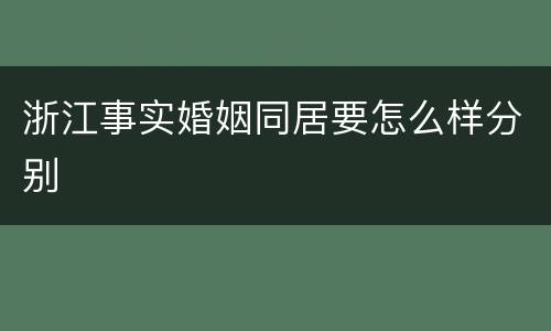 浙江事实婚姻同居要怎么样分别