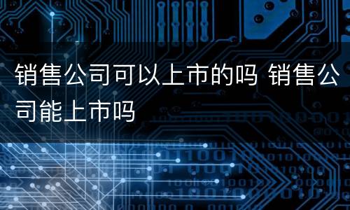 销售公司可以上市的吗 销售公司能上市吗