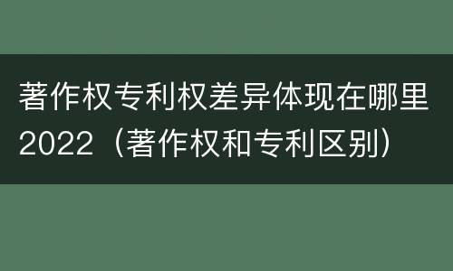著作权专利权差异体现在哪里2022（著作权和专利区别）