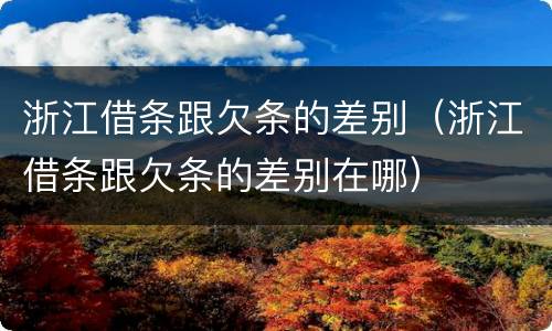浙江借条跟欠条的差别（浙江借条跟欠条的差别在哪）