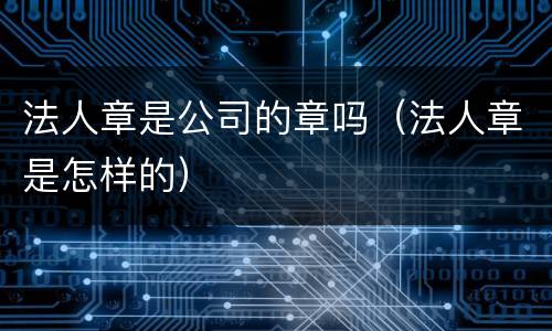 法人章是公司的章吗（法人章是怎样的）