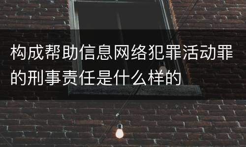 构成帮助信息网络犯罪活动罪的刑事责任是什么样的