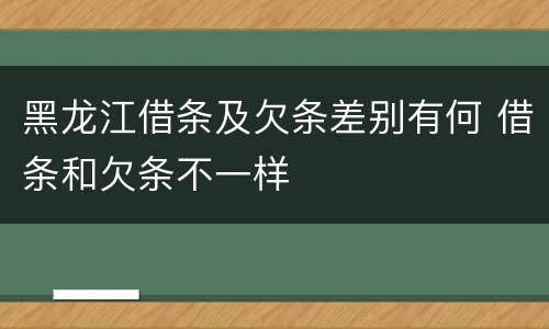 黑龙江借条及欠条差别有何 借条和欠条不一样