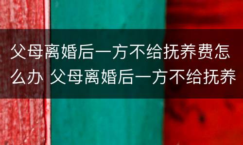 父母离婚后一方不给抚养费怎么办 父母离婚后一方不给抚养费怎么办债务子女继承吗