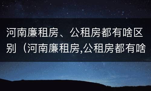 河南廉租房、公租房都有啥区别（河南廉租房,公租房都有啥区别啊）