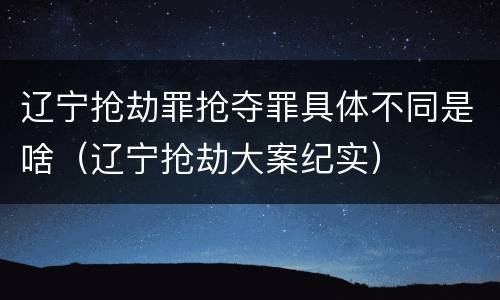 辽宁抢劫罪抢夺罪具体不同是啥（辽宁抢劫大案纪实）
