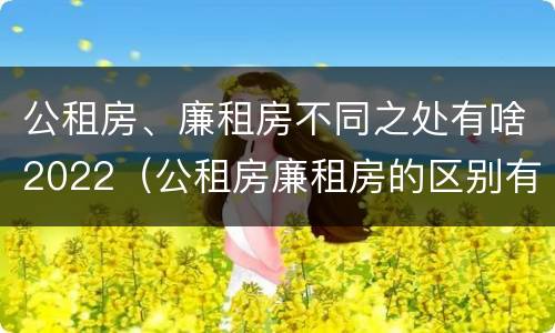 公租房、廉租房不同之处有啥2022（公租房廉租房的区别有哪些）