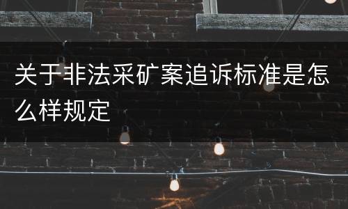 关于非法采矿案追诉标准是怎么样规定
