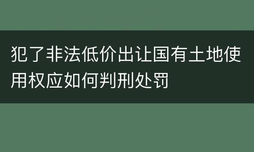 犯了非法低价出让国有土地使用权应如何判刑处罚