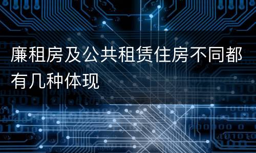 廉租房及公共租赁住房不同都有几种体现