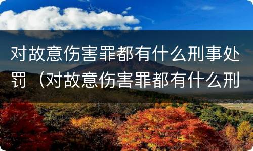对故意伤害罪都有什么刑事处罚（对故意伤害罪都有什么刑事处罚）