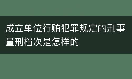 成立单位行贿犯罪规定的刑事量刑档次是怎样的