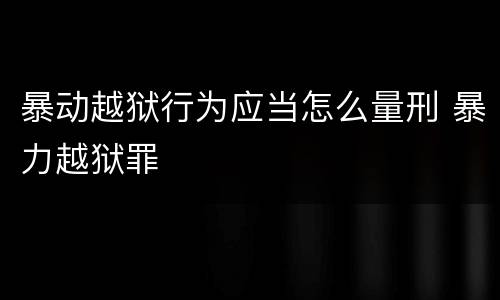 暴动越狱行为应当怎么量刑 暴力越狱罪