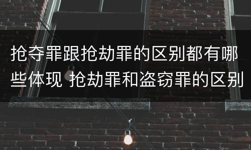 抢夺罪跟抢劫罪的区别都有哪些体现 抢劫罪和盗窃罪的区别