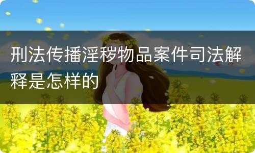 刑法传播淫秽物品案件司法解释是怎样的