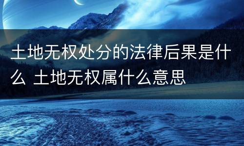 土地无权处分的法律后果是什么 土地无权属什么意思