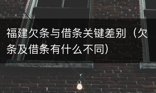 福建欠条与借条关键差别（欠条及借条有什么不同）