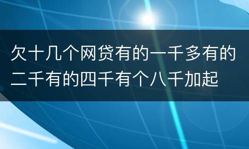 欠十几个网贷有的一千多有的二千有的四千有个八千加起