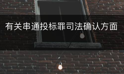 有关串通投标罪司法确认方面