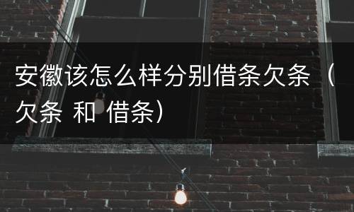安徽该怎么样分别借条欠条（欠条 和 借条）