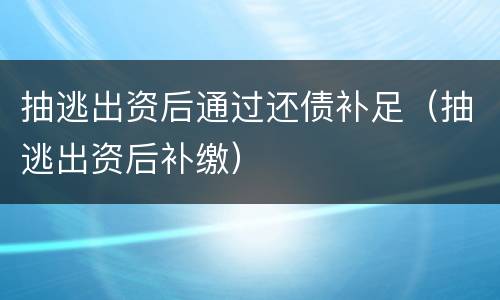 抽逃出资后通过还债补足（抽逃出资后补缴）