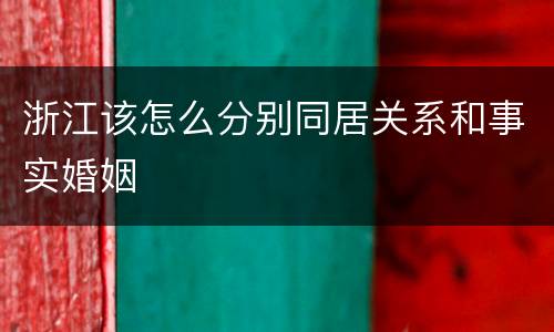 浙江该怎么分别同居关系和事实婚姻