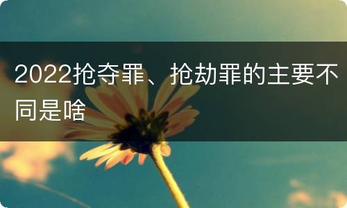 2022抢夺罪、抢劫罪的主要不同是啥