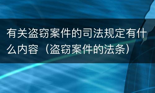 有关盗窃案件的司法规定有什么内容（盗窃案件的法条）