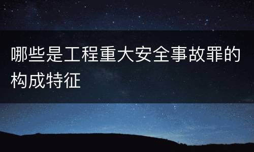 哪些是工程重大安全事故罪的构成特征