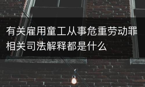 有关雇用童工从事危重劳动罪相关司法解释都是什么