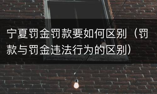 宁夏罚金罚款要如何区别（罚款与罚金违法行为的区别）