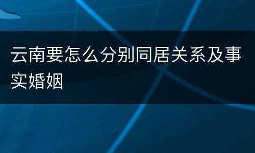 云南要怎么分别同居关系及事实婚姻