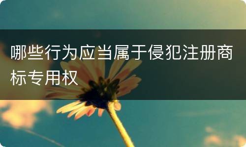 哪些行为应当属于侵犯注册商标专用权