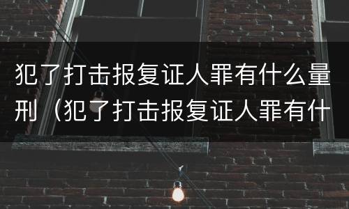 犯了打击报复证人罪有什么量刑（犯了打击报复证人罪有什么量刑标准）