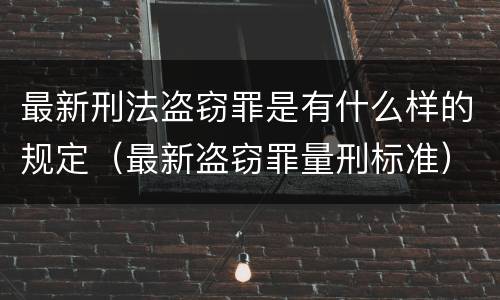最新刑法盗窃罪是有什么样的规定（最新盗窃罪量刑标准）