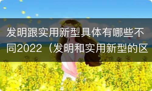 发明跟实用新型具体有哪些不同2022（发明和实用新型的区别和联系有什么）