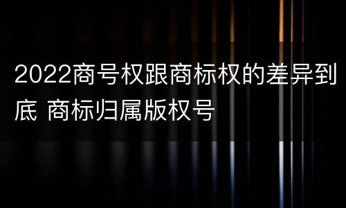 2022商号权跟商标权的差异到底 商标归属版权号