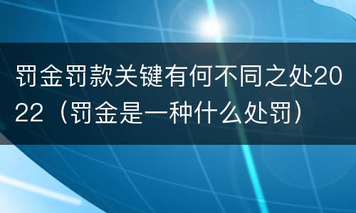 罚金罚款关键有何不同之处2022（罚金是一种什么处罚）
