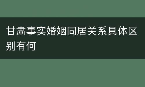甘肃事实婚姻同居关系具体区别有何