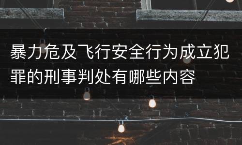 暴力危及飞行安全行为成立犯罪的刑事判处有哪些内容