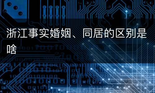 浙江事实婚姻、同居的区别是啥
