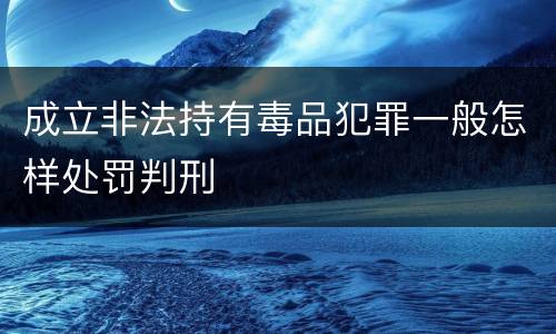 成立非法持有毒品犯罪一般怎样处罚判刑