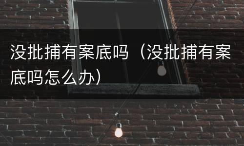没批捕有案底吗（没批捕有案底吗怎么办）