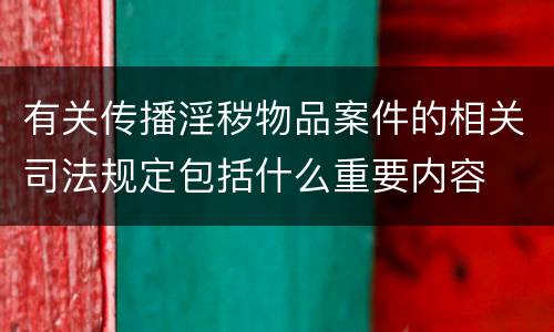有关传播淫秽物品案件的相关司法规定包括什么重要内容