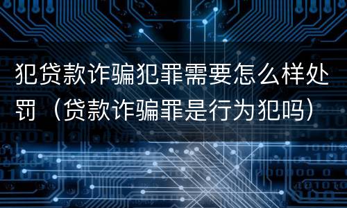 犯贷款诈骗犯罪需要怎么样处罚（贷款诈骗罪是行为犯吗）