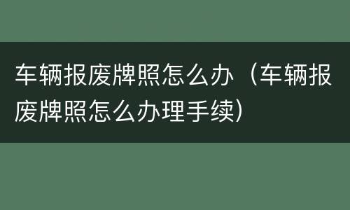 车辆报废牌照怎么办（车辆报废牌照怎么办理手续）