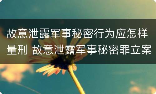 故意泄露军事秘密行为应怎样量刑 故意泄露军事秘密罪立案标准