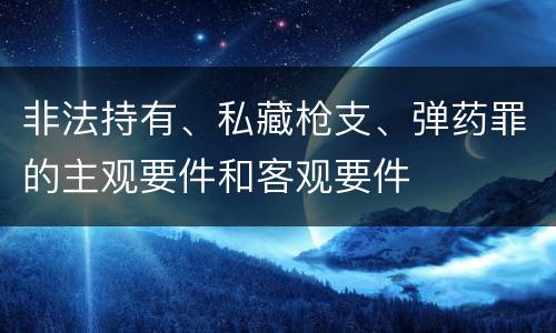 非法持有、私藏枪支、弹药罪的主观要件和客观要件