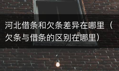 河北借条和欠条差异在哪里（欠条与借条的区别在哪里）