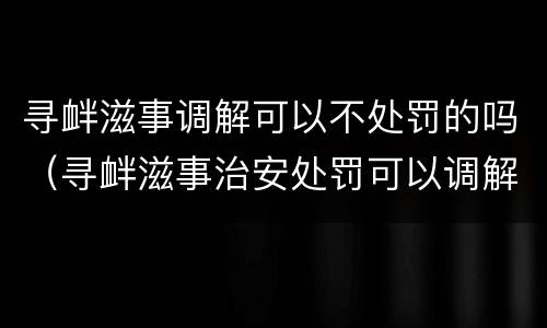寻衅滋事调解可以不处罚的吗（寻衅滋事治安处罚可以调解吗）